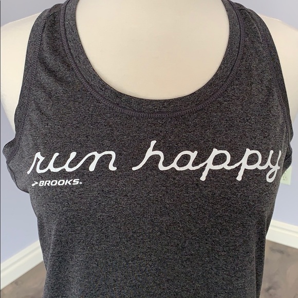 Brooks Tops - Brooks Run Happy Grey Tank (M)